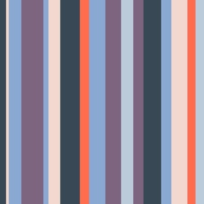 Hello Sunshine stripes in purple, blue, cream, navy and orange