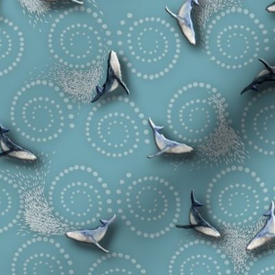 Bubble Net - Humpback Whales on Grey-Blue