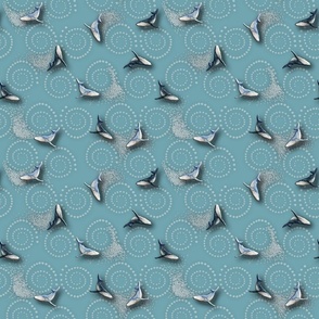 Bubble Net - Humpback Whales on Grey-Blue