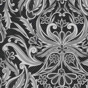 LOUIS LACE PAISLEY - BLACK LARGE