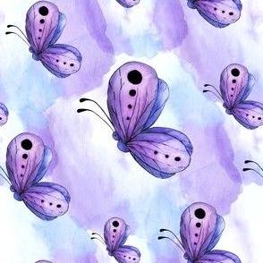 Purple and Blue Marble with Butterflies