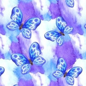Purple and Blue Marble with Butterflies 3