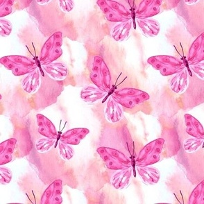 Magenta and Pink Marble with Butterflies 1