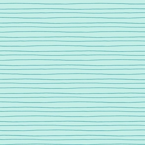 Thin Hand Drawn Stripes in Teal on Turquoise