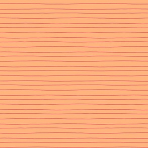Thin Hand Drawn Stripes in Bright Pink on Peach