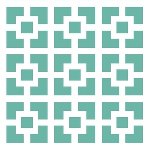 Breeze Block White on Dark Teal Squares - Large