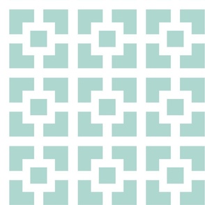 Breeze Block White on Light Teal Squares - Large