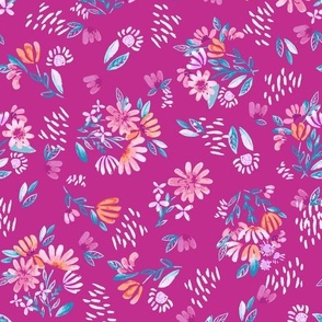 Pastel Garden Bouquet_in magenta_MEDIUM_10.5x13_(wallpaper 12x15)