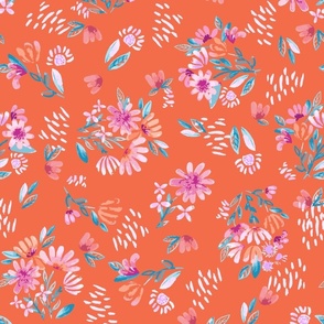 Pastel Garden Bouquet_in Orange_LARGE_16x20_(wallpaper 24x30)