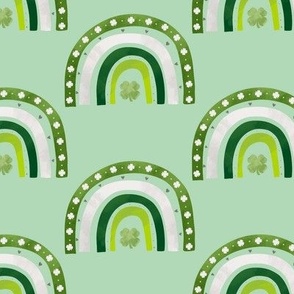 St Patricks Day Clover Rainbow /green background/small scale