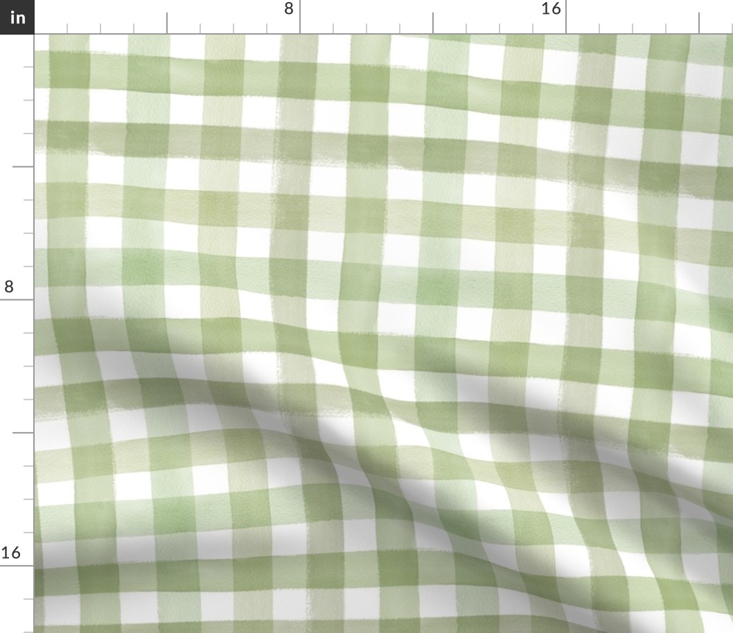 Watercolor gingham sage green Medium