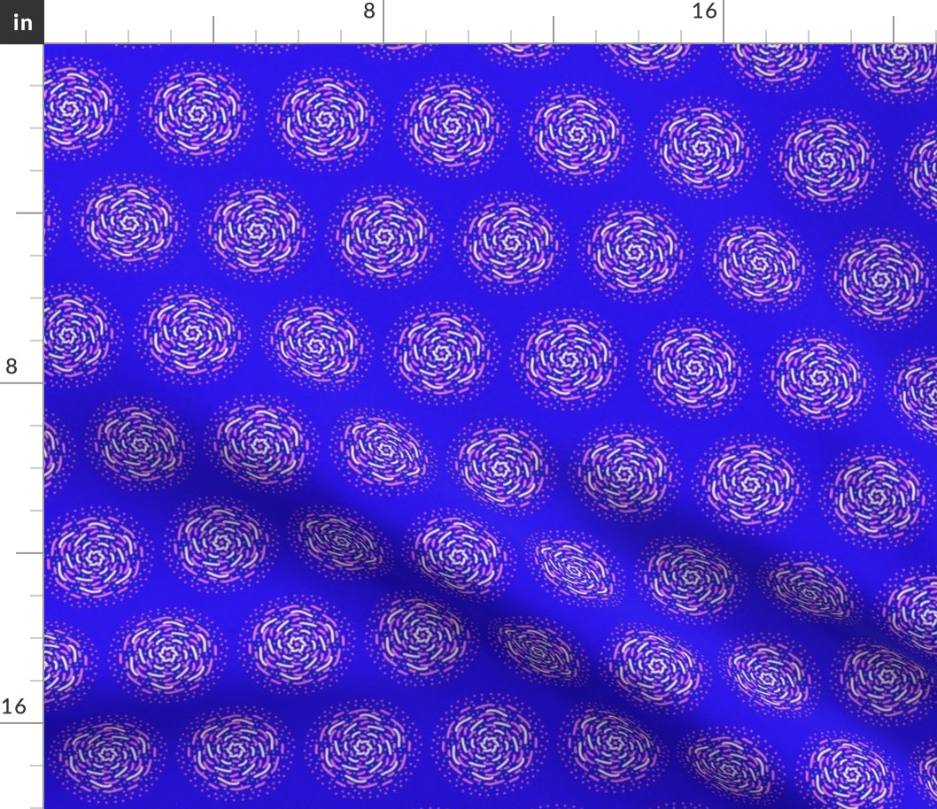 Genji - blue pink round circles abstract art fabric design pattern