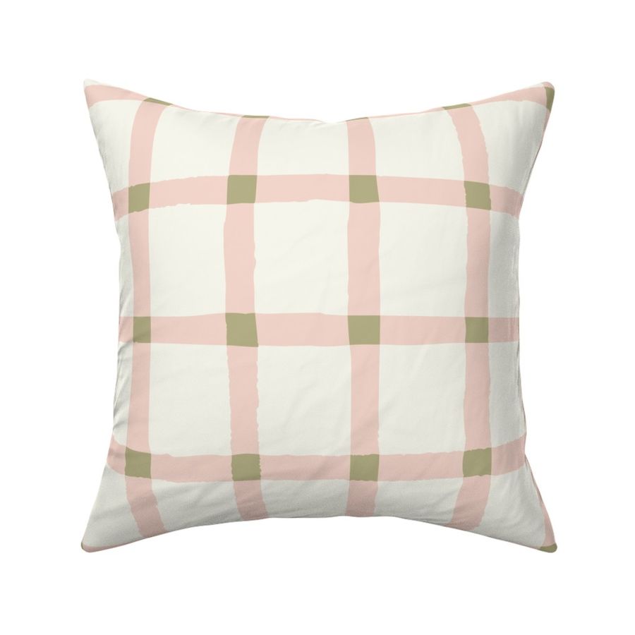 Playful plaid in blush and sage green - Larger scale for WALLPAPER