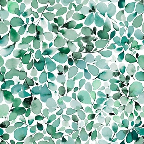Leaffy watercolor Forest Green Medium