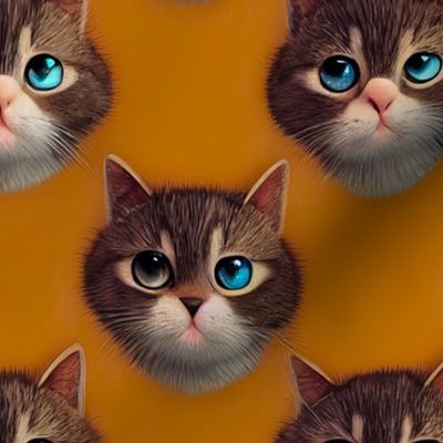 Offset Kitty faces pattern
