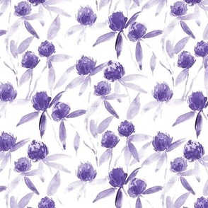 Amethyst Alpine clover flowers - watercolor purple meadow - painted watercolour wildflowers for modern home decor b120-10