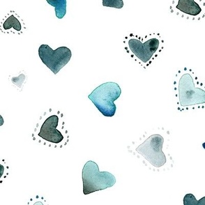 emerald loving vibes - watercolour hearts for saint valentine - romantic love b120-1