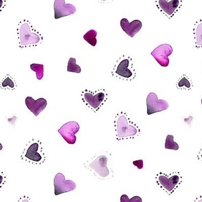 Purple loving vibes - watercolour lilac hearts for saint valentine - romantic love b120-2