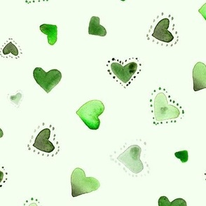 Chartreuse loving vibes - watercolour green hearts for saint valentine - romantic love b120-6