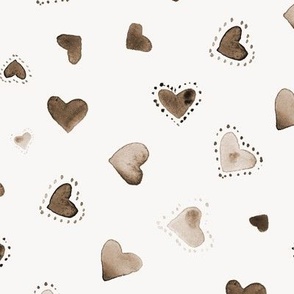 Earthy loving vibes - watercolour beige hearts for saint valentine - romantic love b120-8