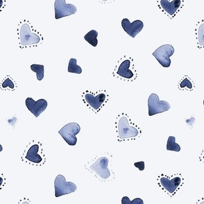 indigo loving vibes - watercolour blue hearts for saint valentine - romantic love b120-9