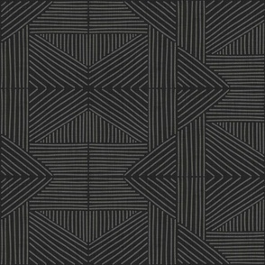 Charcoal Grey Mudcloth Weaving Lines - large
