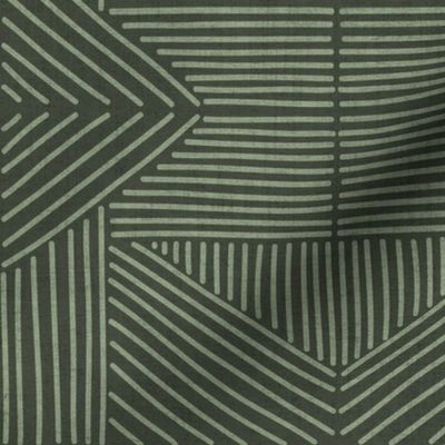 Olive Green Mudcloth Weaving Lines - large