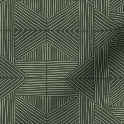 Olive Green Mudcloth Weaving Lines - medium