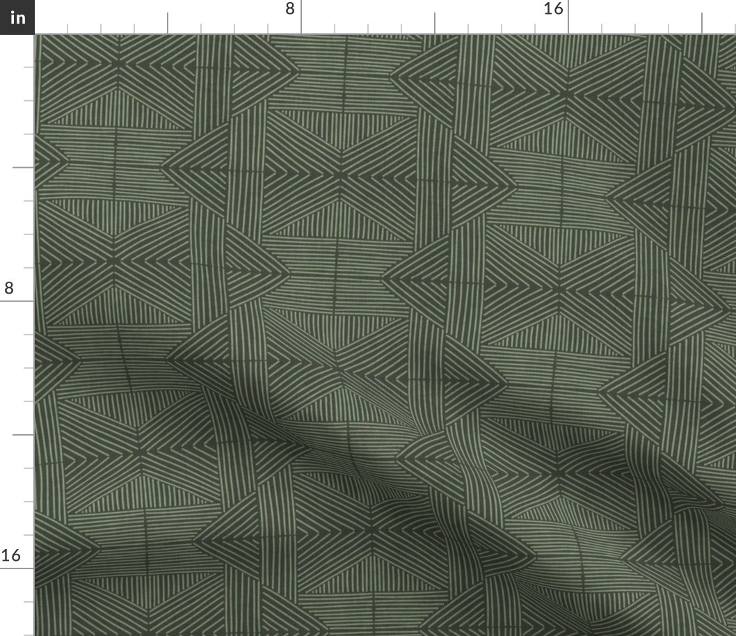 Olive Green Mudcloth Weaving Lines - medium