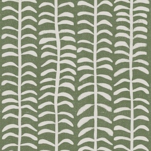 Grass Vine Stripe in Olive Green - 12 inch repeat