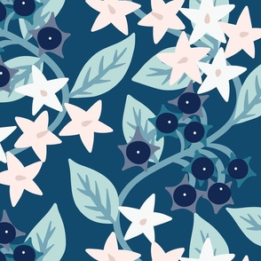 Deadly Nightshade Belladonna moonlight teal pink 24 wallpaper scale by Pippa Shaw