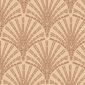 Scallop Fan Brown on Light Coral Large
