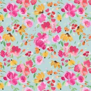 Spring floral watercolor - Smells like spring - Light Blue - Medium - Mom floral fabric