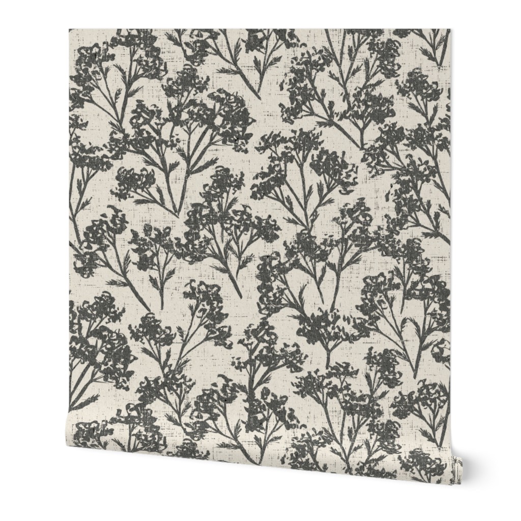 Wildflower wallpaper_mountain meadow_beige black_large_24inches