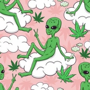 Funny alien cannabis blush scale M