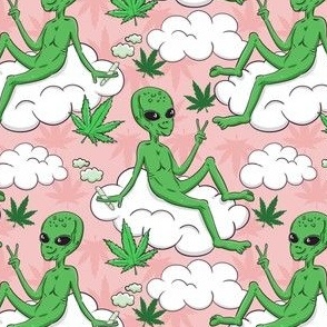 Funny alien cannabis blush scale S
