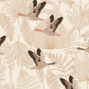 Geese and Palm Light Cream