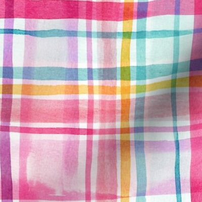 Cheerful checks gingham Geometric Multicolor Rainbow Watercolor Light Medium