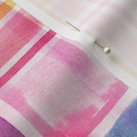 Cheerful checks gingham Geometric Multicolor Rainbow Watercolor Light Medium