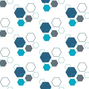 Blue and grey hue hexagon pattern