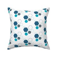 Blue and grey hue hexagon pattern/ small scale