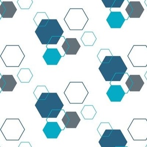 Blue and grey hue hexagon pattern/ small scale