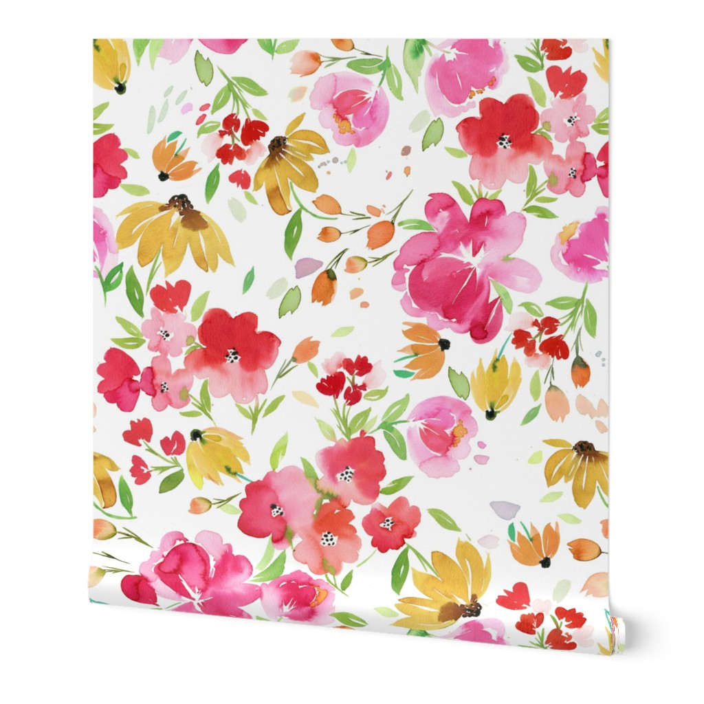 Red Spring floral - Smells like spring - Mom Spring watercolor floral - Red, green and Pink - Jumbo Large floral