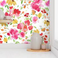 Red Spring floral - Smells like spring - Mom Spring watercolor floral - Red, green and Pink - Jumbo Large floral