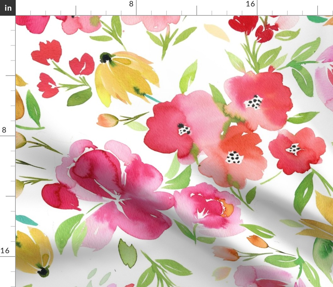 Red Spring floral - Smells like spring - Mom Spring watercolor floral - Red, green and Pink - Jumbo Large floral
