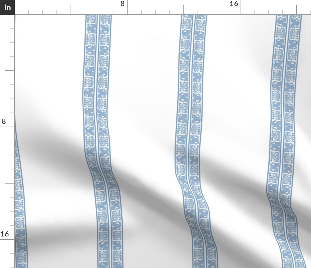 MINI double border tablecloth - birds and castle, blue, 6W