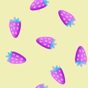 Purple Strawberries on Yellow Background