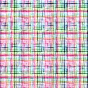 Cheerful checks gingham Geometric Multicolor Rainbow Watercolor Light Micro