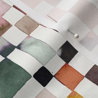 Modern geometric check Watercolor Checker Neutral Small