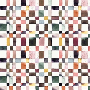 Modern geometric check Watercolor Checker Neutral Small